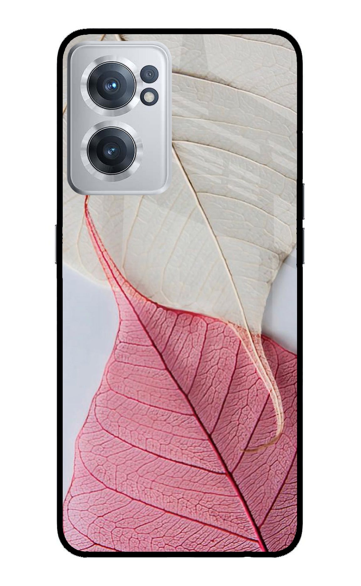 White Pink Leaf Case for OnePlus Nord CE 2 5G