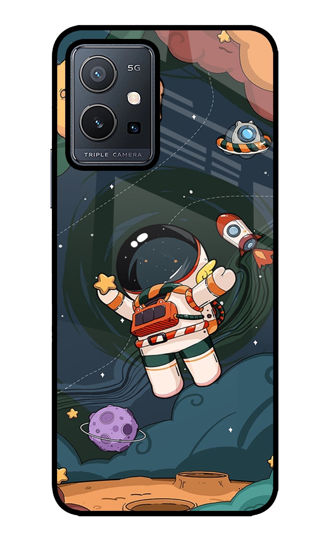 Cartoon Astronaut Case for Vivo Y75 5G/Vivo T1 5G