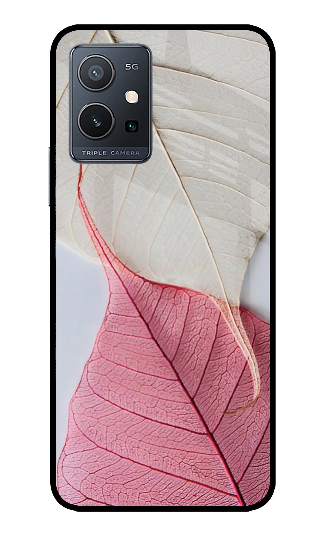 White Pink Leaf Case for IQOO Z6 5G (not 44W) by Casekaro