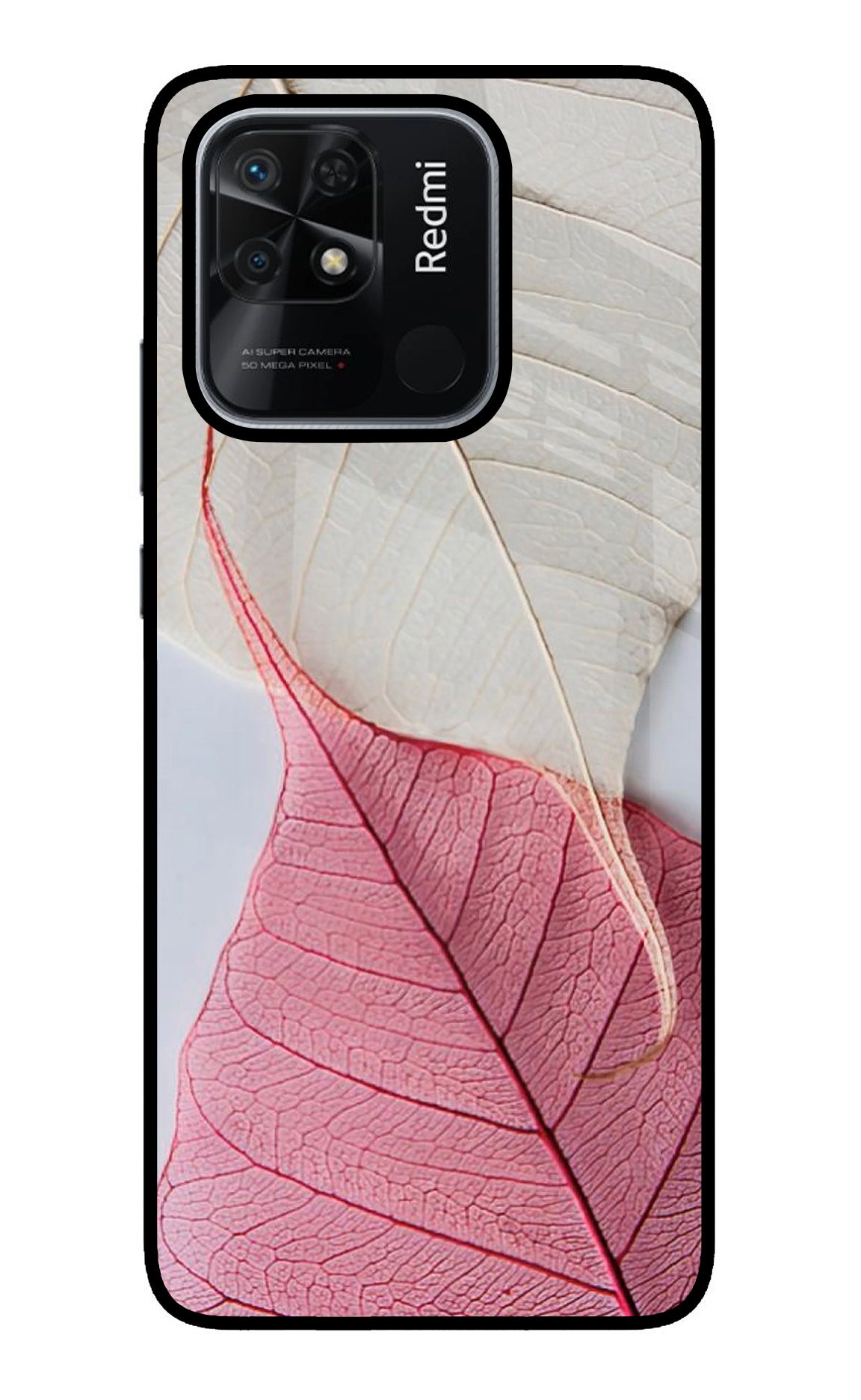 White Pink Leaf Case for Redmi 10/10 Power