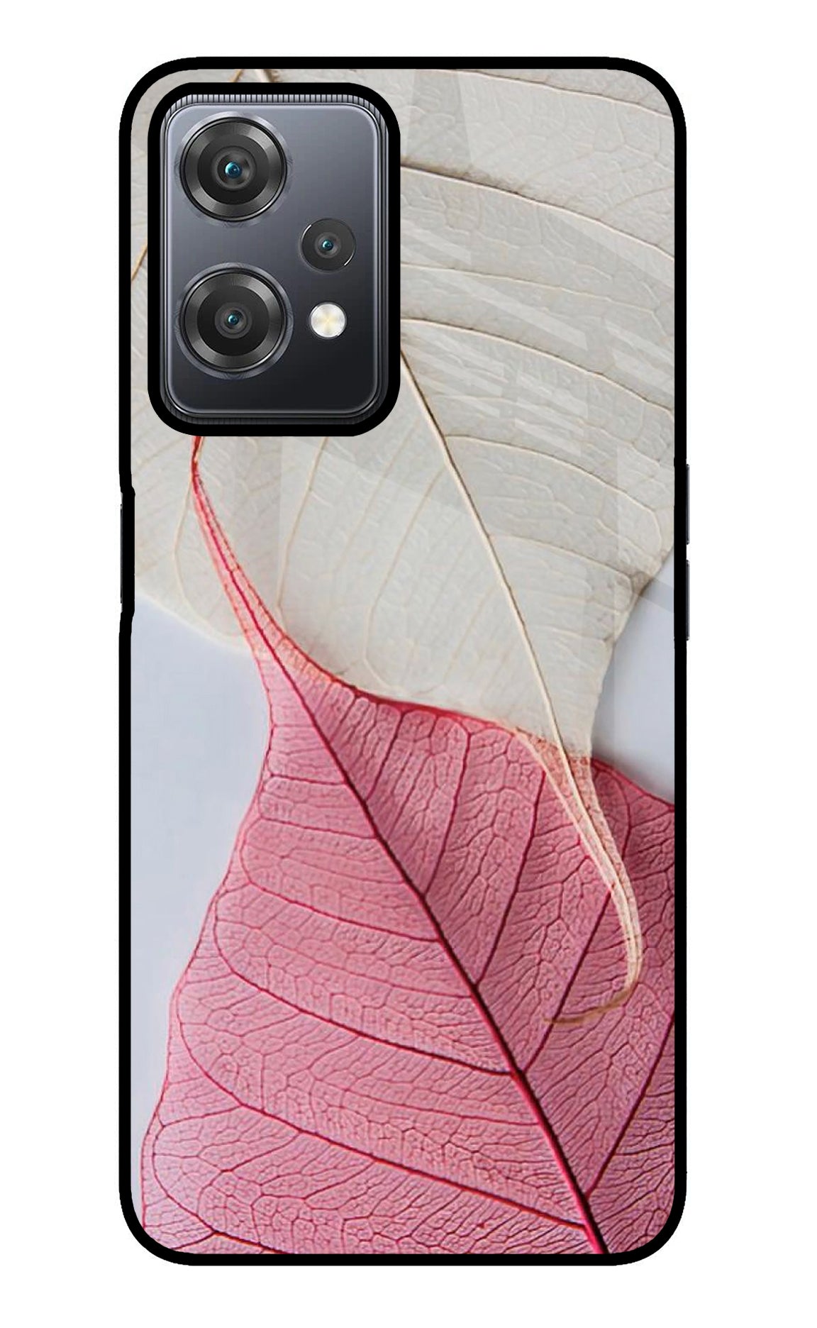 White Pink Leaf Case for OnePlus Nord CE 2 Lite 5G