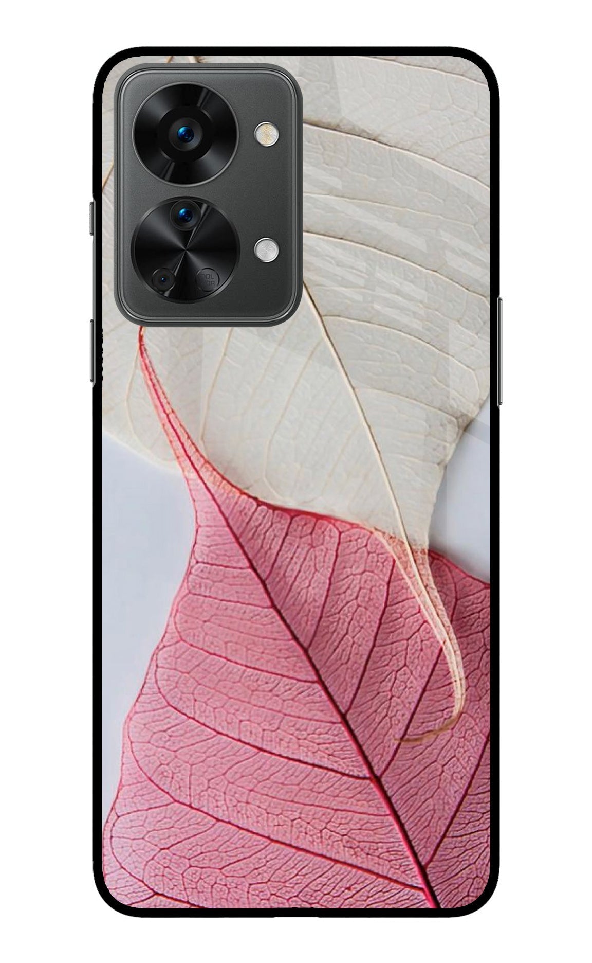 White Pink Leaf Case for OnePlus Nord 2T 5G