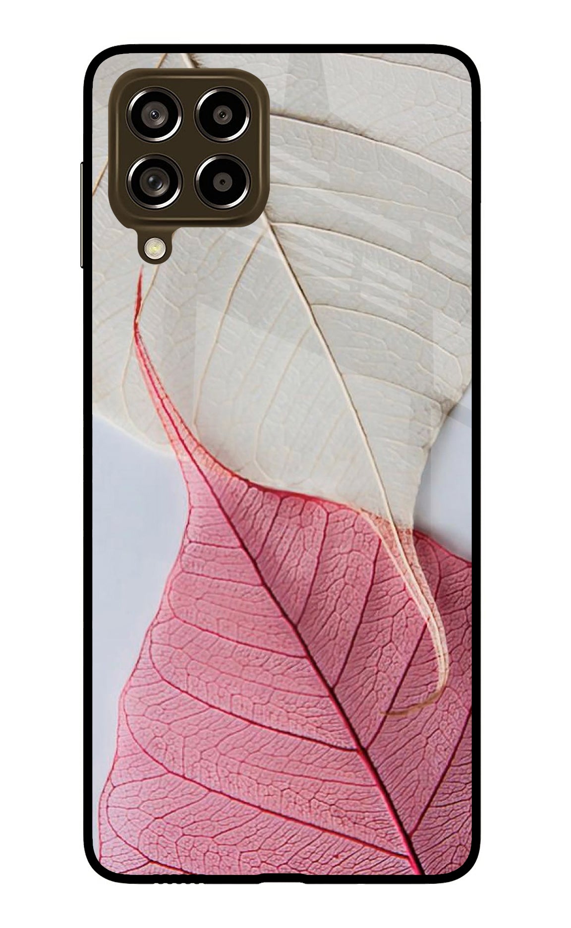 White Pink Leaf Case for Samsung M53 5G