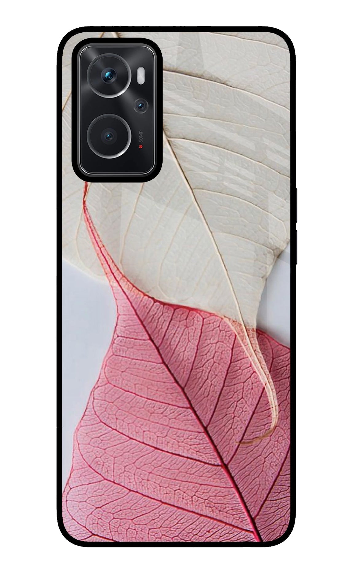 White Pink Leaf Case for Oppo K10 4G