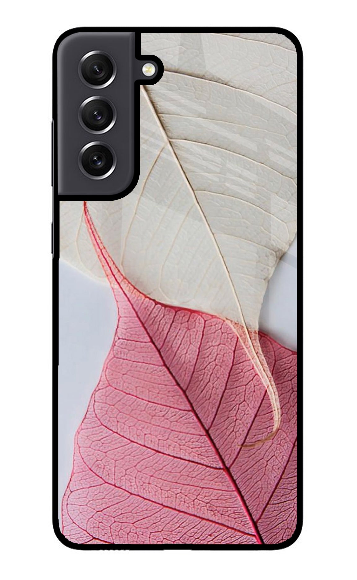 White Pink Leaf Case for Samsung S21 FE 5G