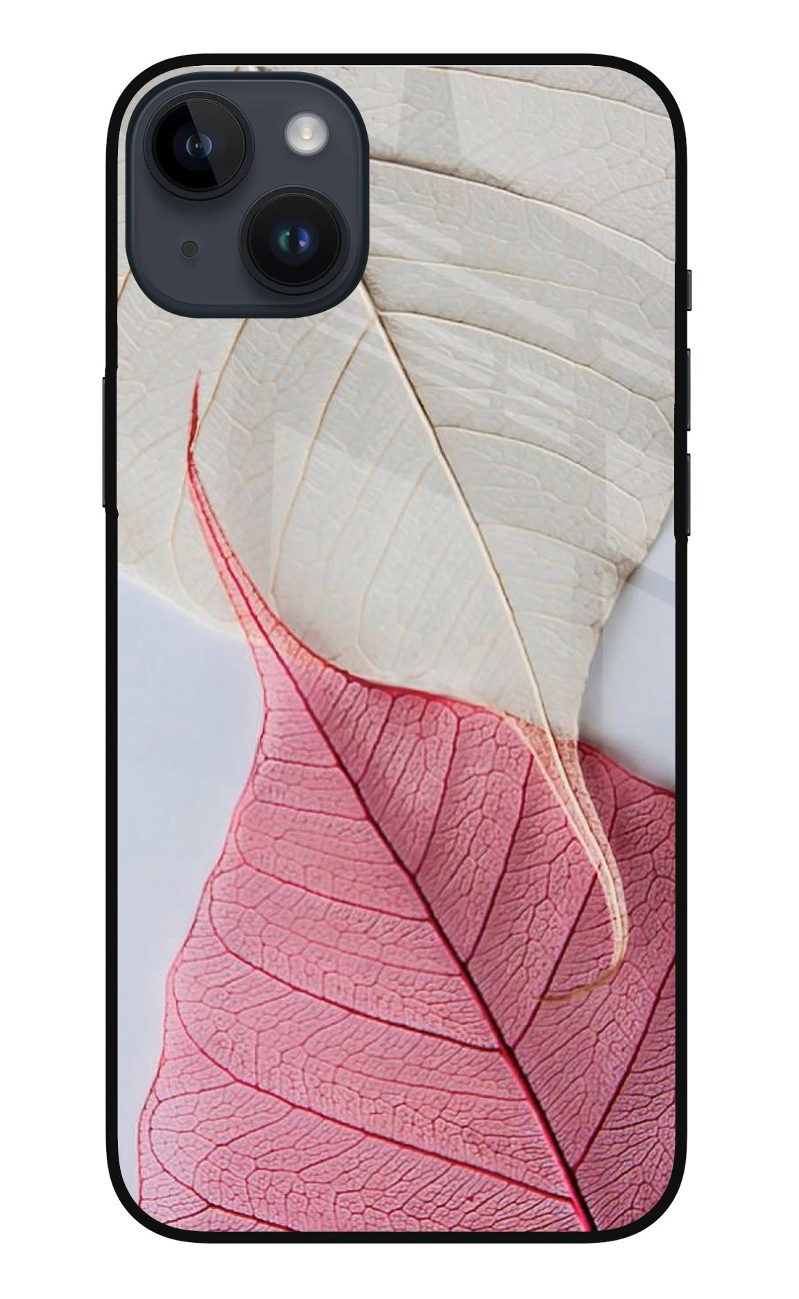 White Pink Leaf Case for iPhone 14 Plus