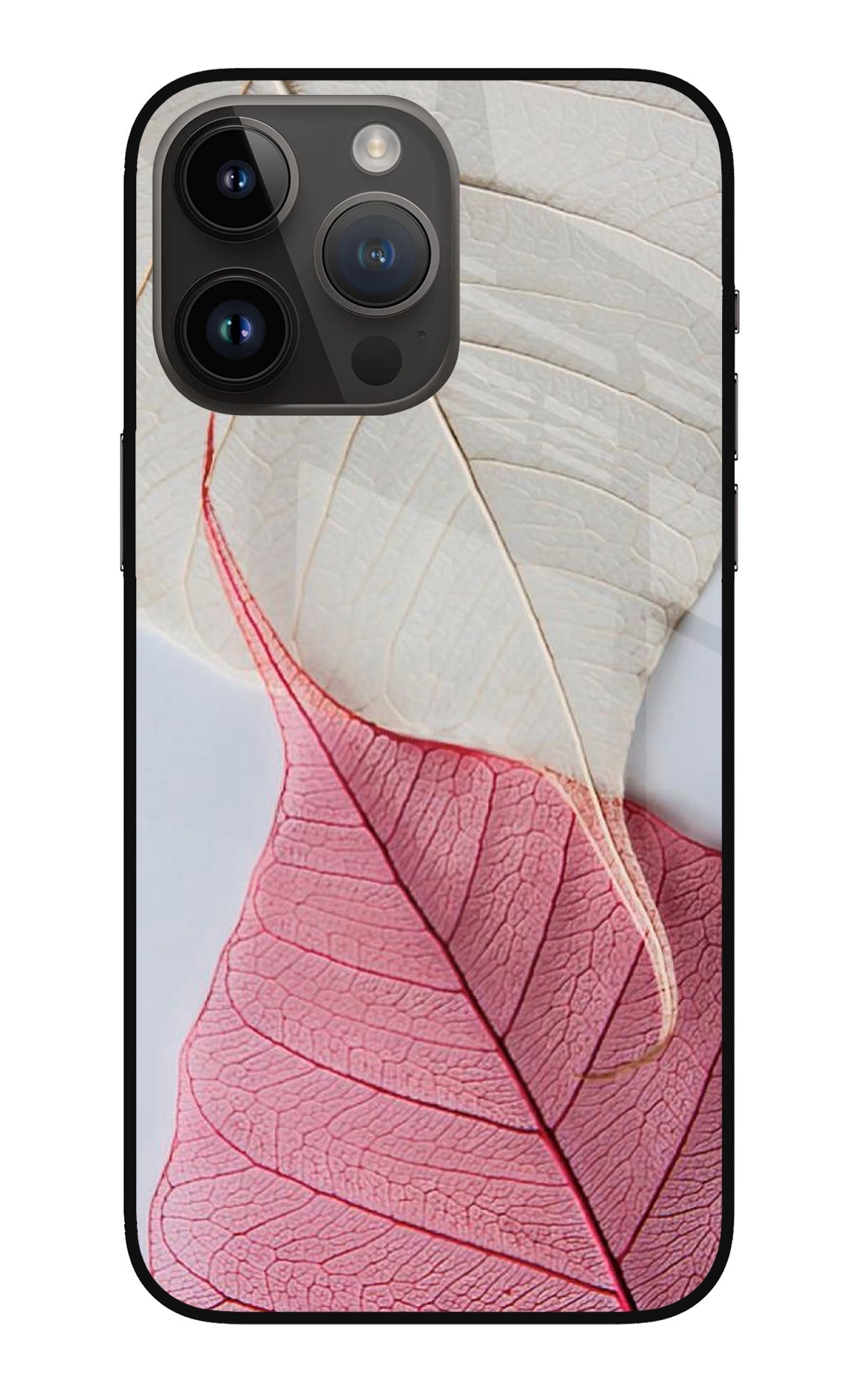 White Pink Leaf Case for iPhone 14 Pro Max