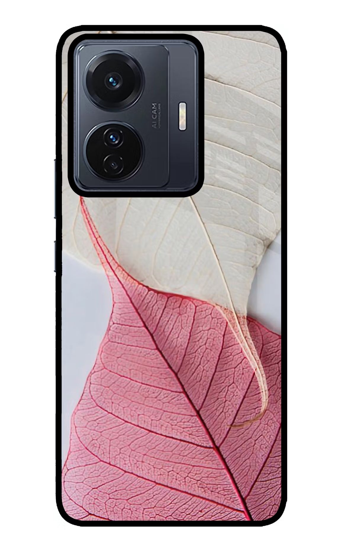 White Pink Leaf Case for Vivo T1 Pro 5G by Casekaro