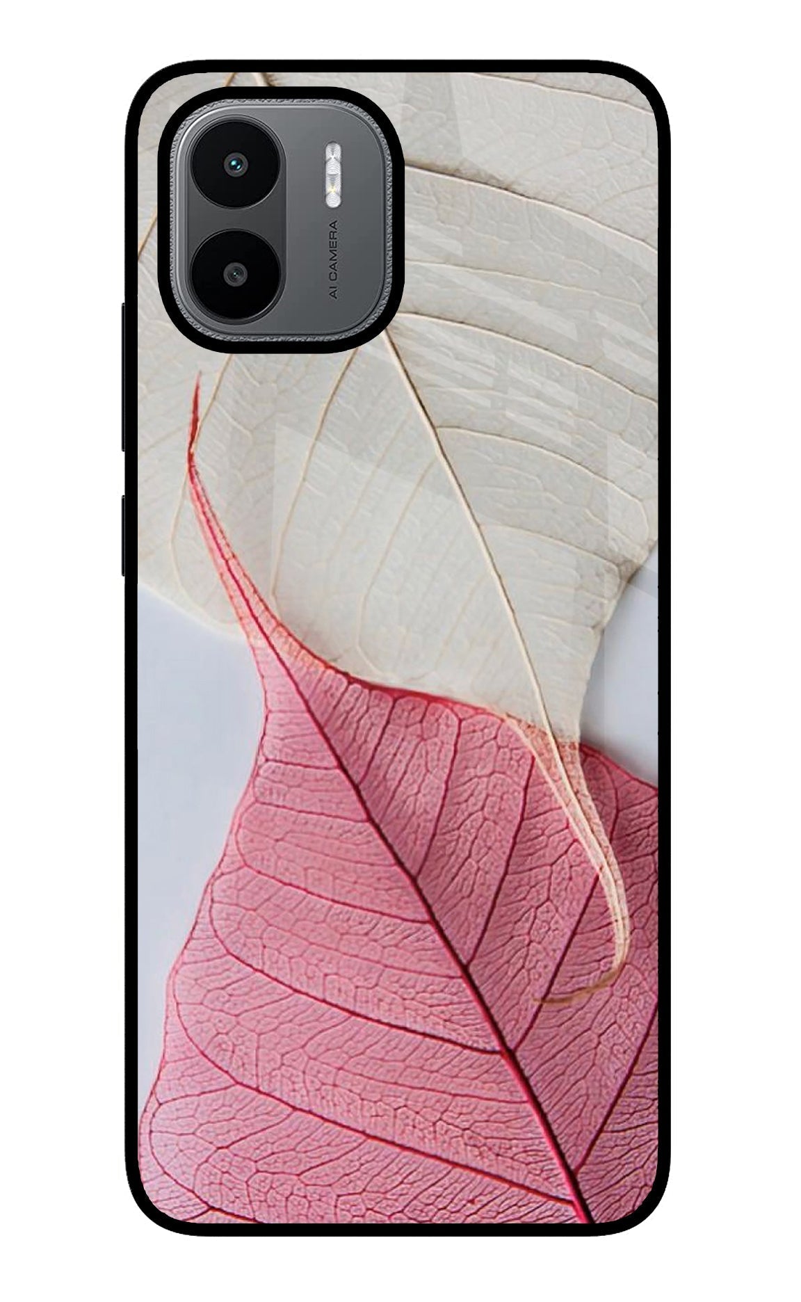 White Pink Leaf Case for Redmi A1/A2