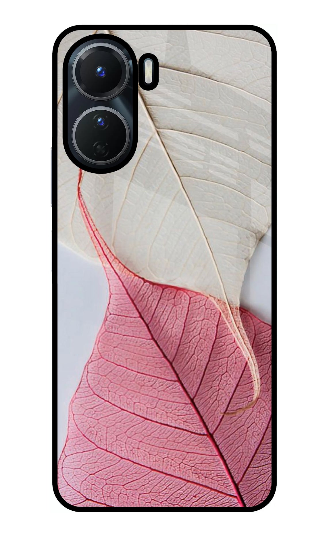 White Pink Leaf Case for Vivo Y16