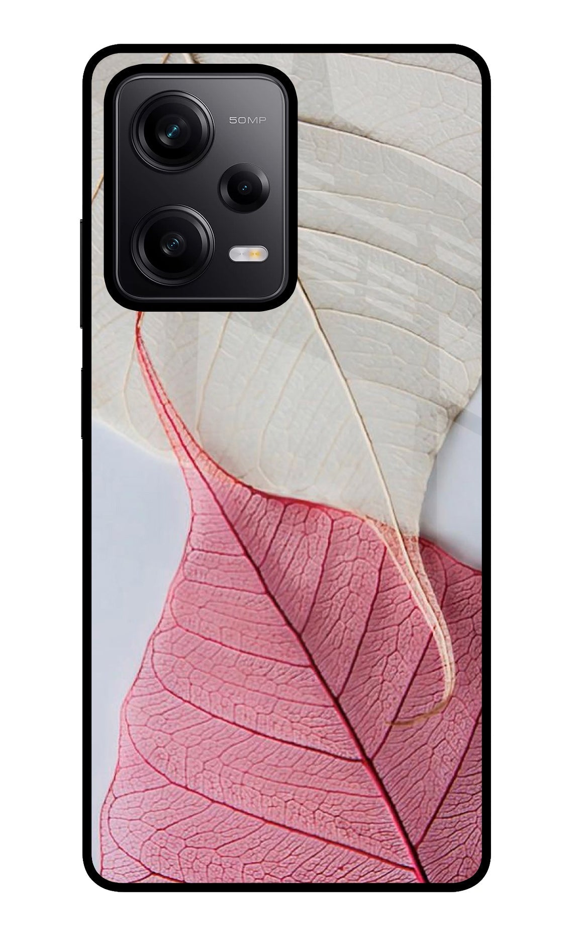 White Pink Leaf Case for Redmi Note 12 Pro 5G