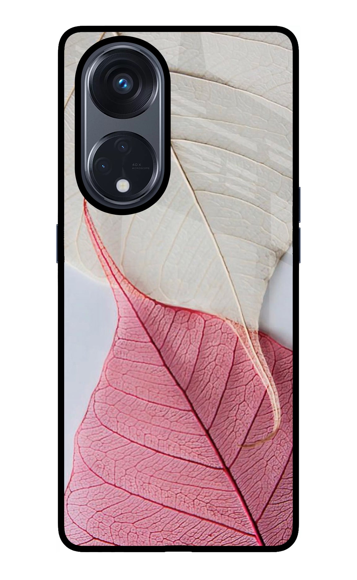White Pink Leaf Case for Oppo Reno8 T 5G