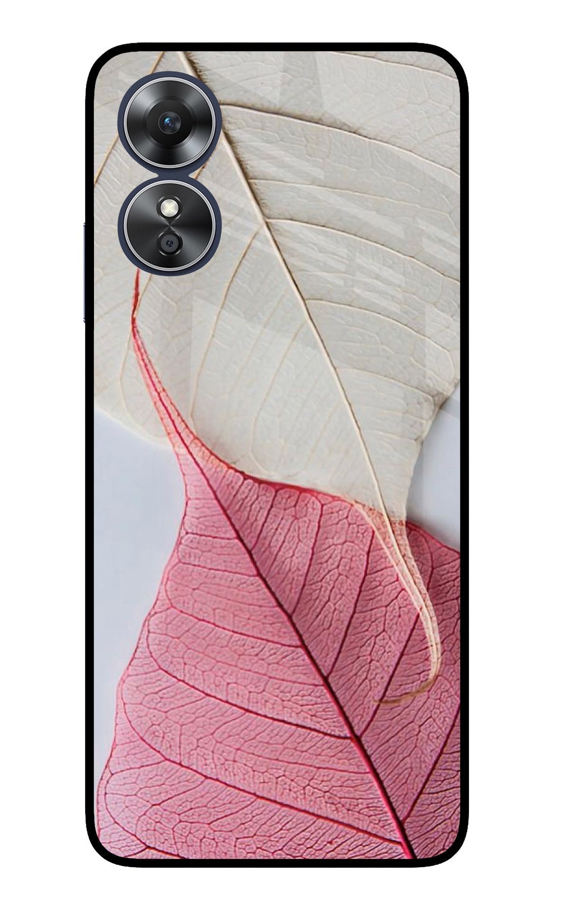 White Pink Leaf Case for Oppo A17