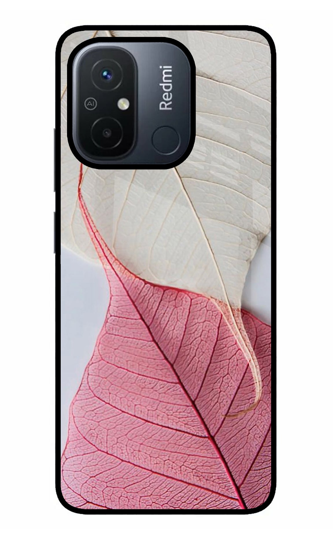 White Pink Leaf Case for Redmi 12C
