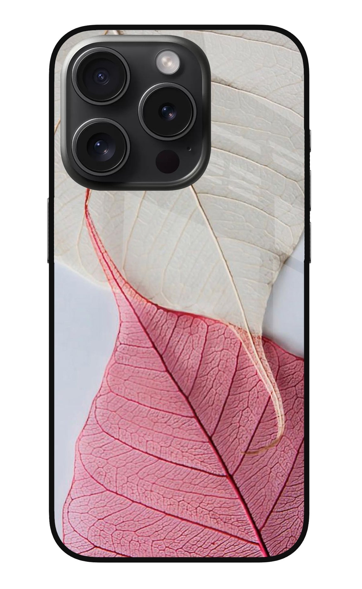 White Pink Leaf Case for iPhone 15 Pro Max