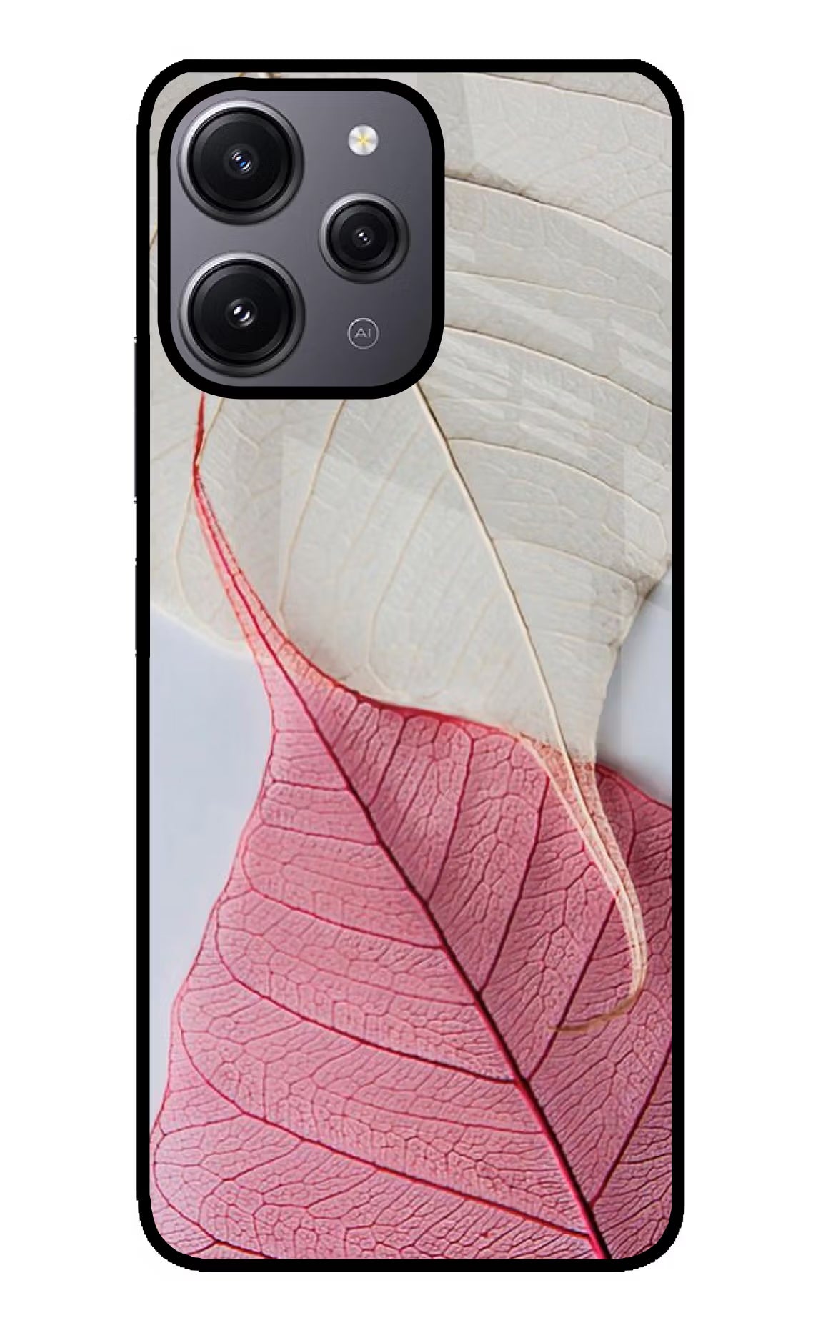 White Pink Leaf Case for Redmi 12 4G by Casekaro