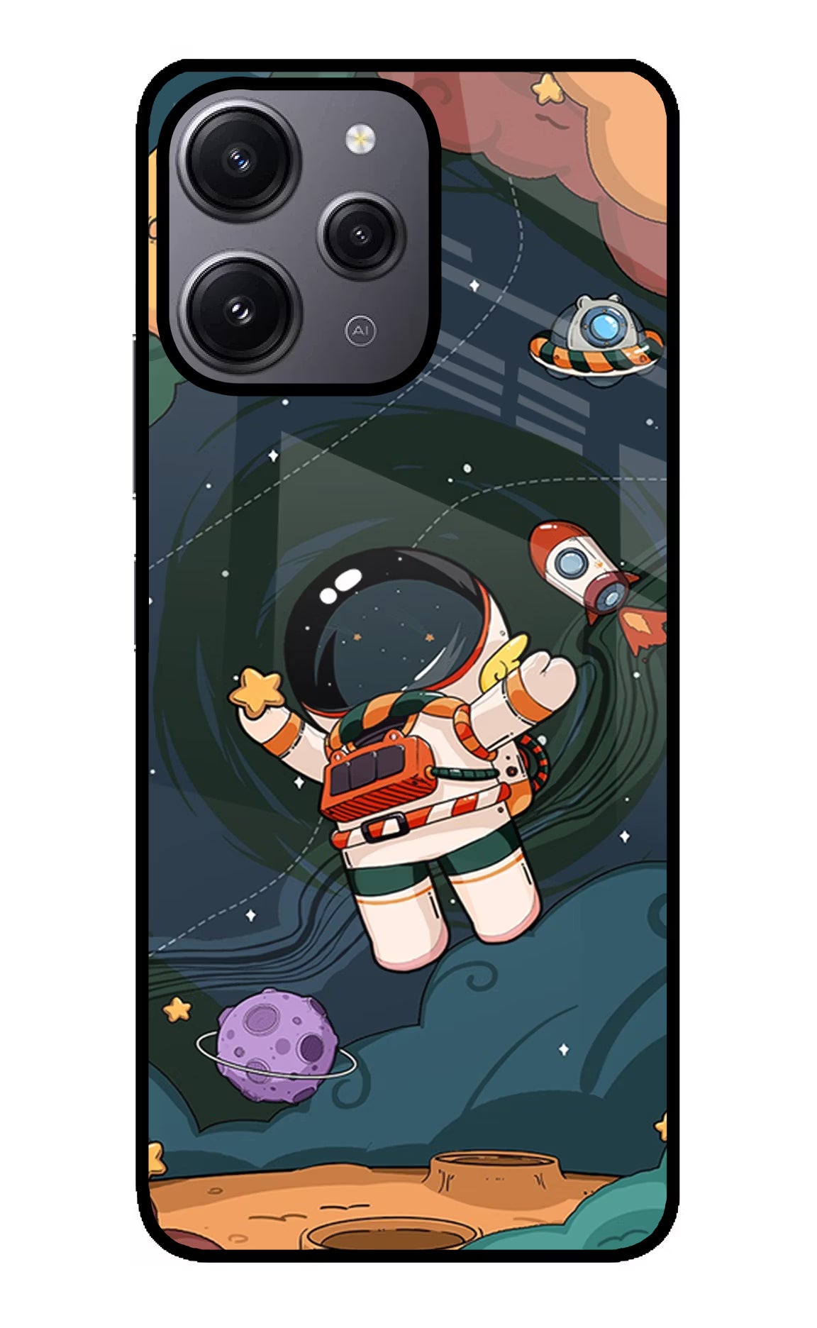 Cartoon Astronaut Case for Redmi 12 4G by Casekaro