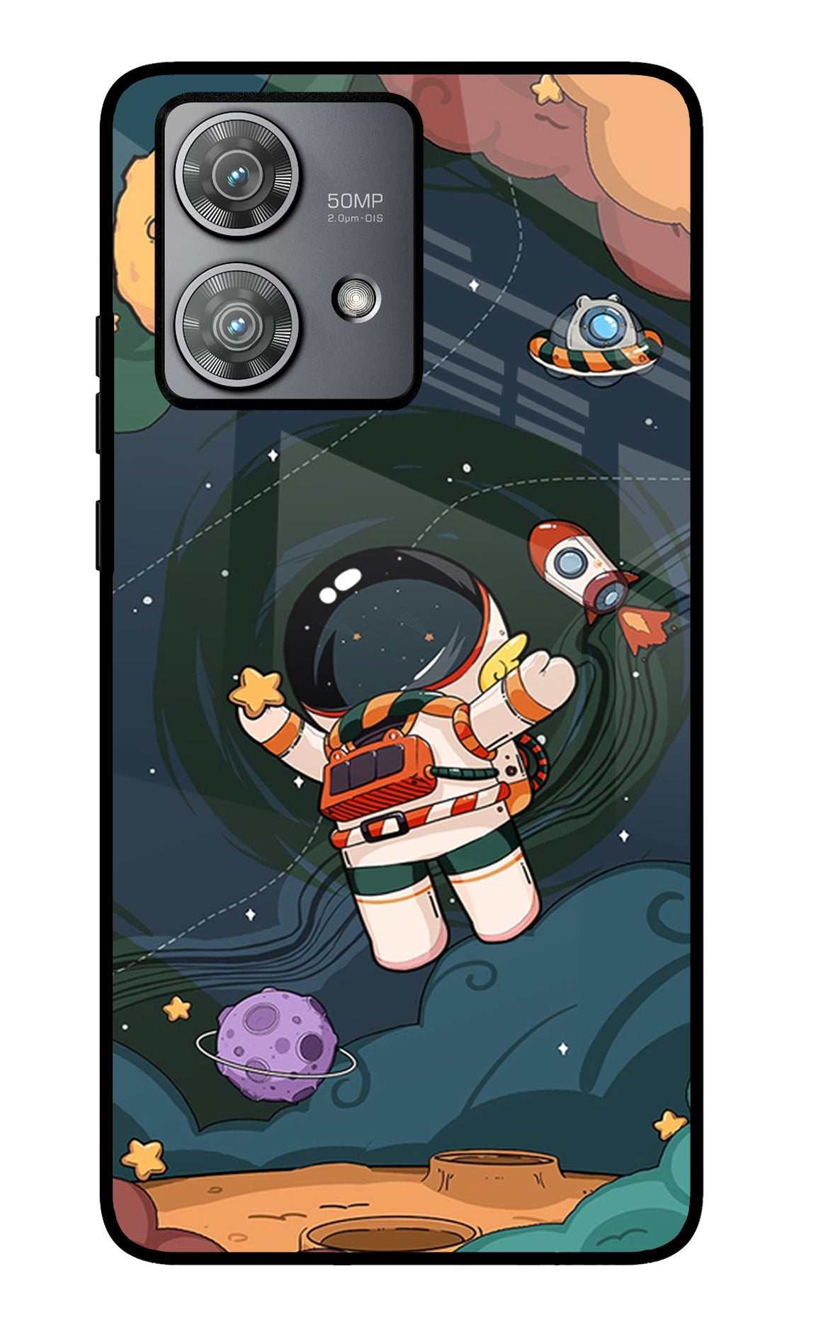 Cartoon Astronaut Case for Moto Edge 40 Neo