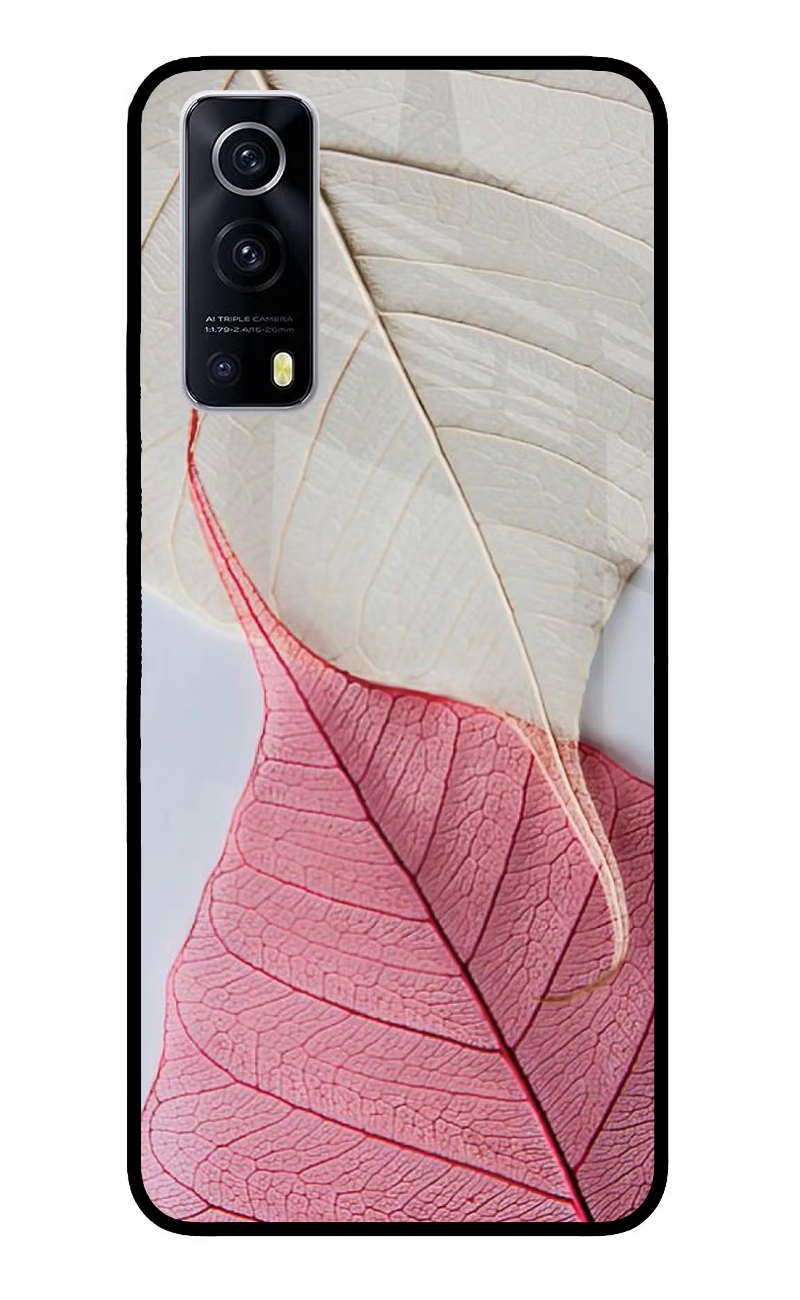 White Pink Leaf Case for iQOO Z3 5G by Casekaro