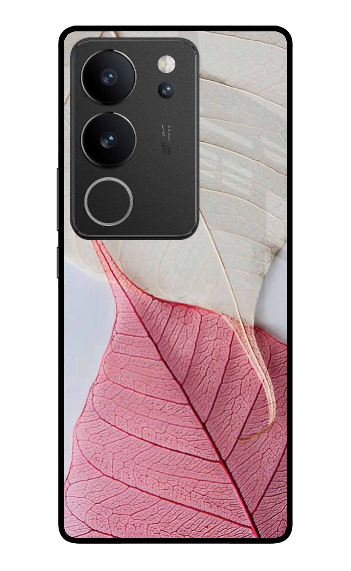 White Pink Leaf Case for Vivo V29/V29 Pro