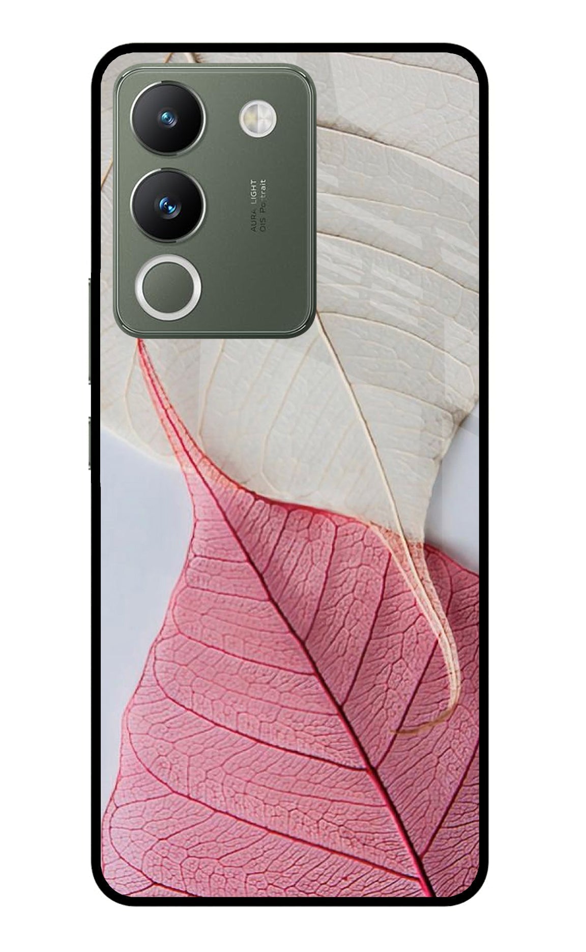 White Pink Leaf Case for Vivo Y200 5G