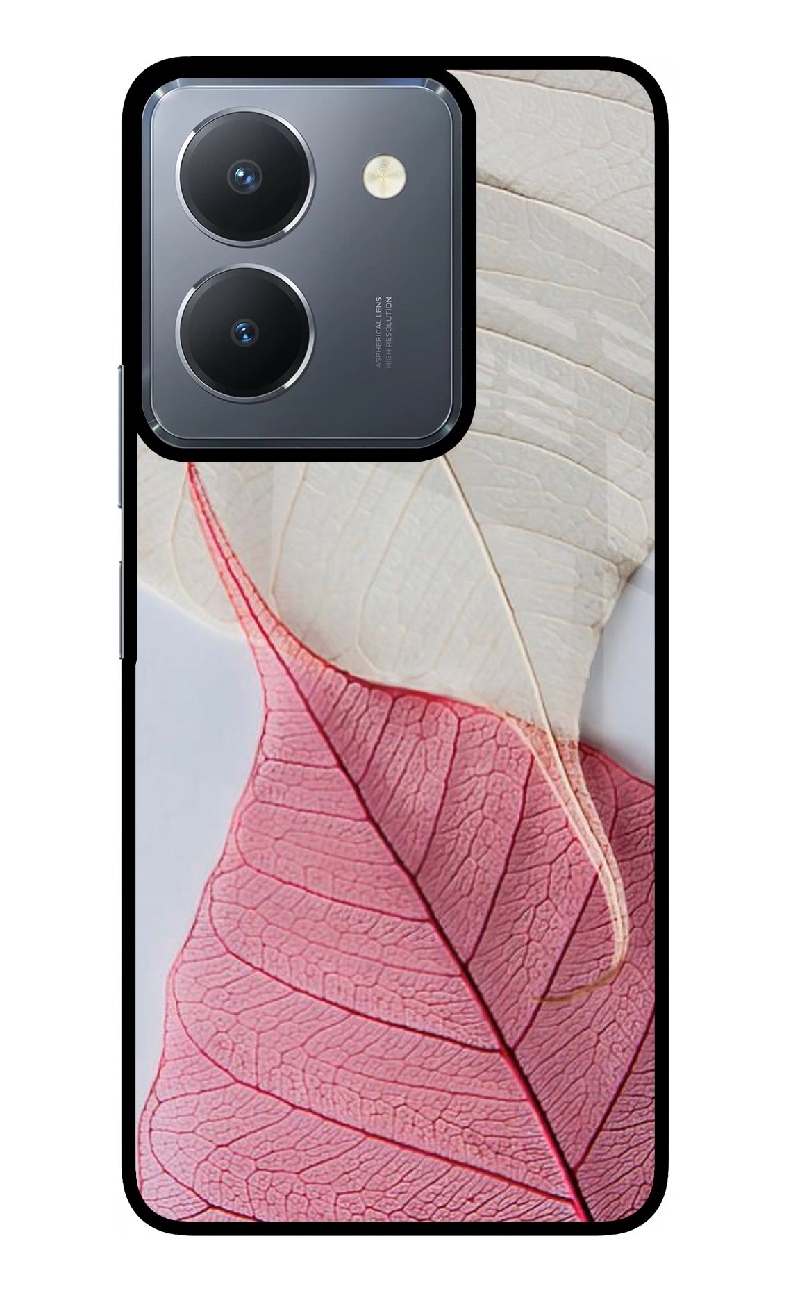White Pink Leaf Case for Vivo Y36