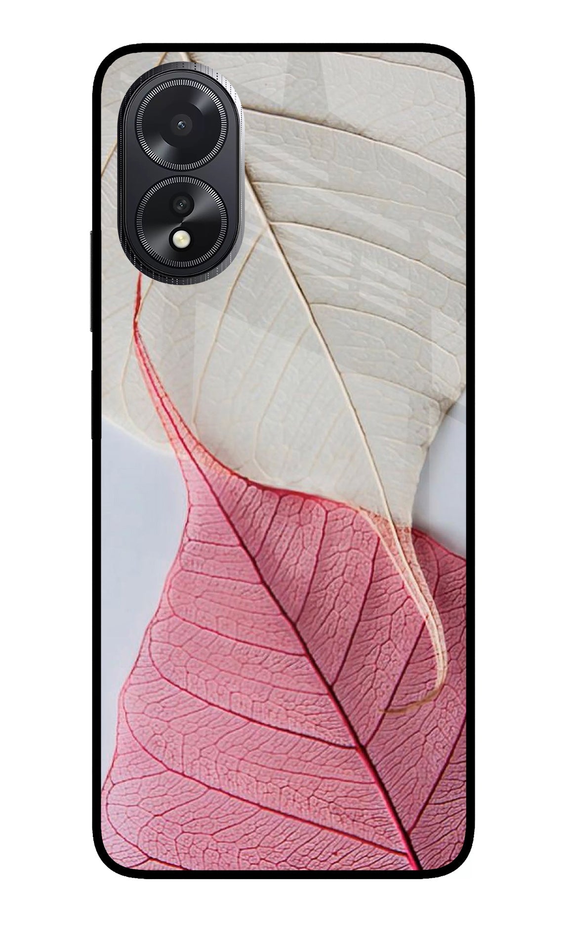 White Pink Leaf Case for Oppo A18/Oppo A38