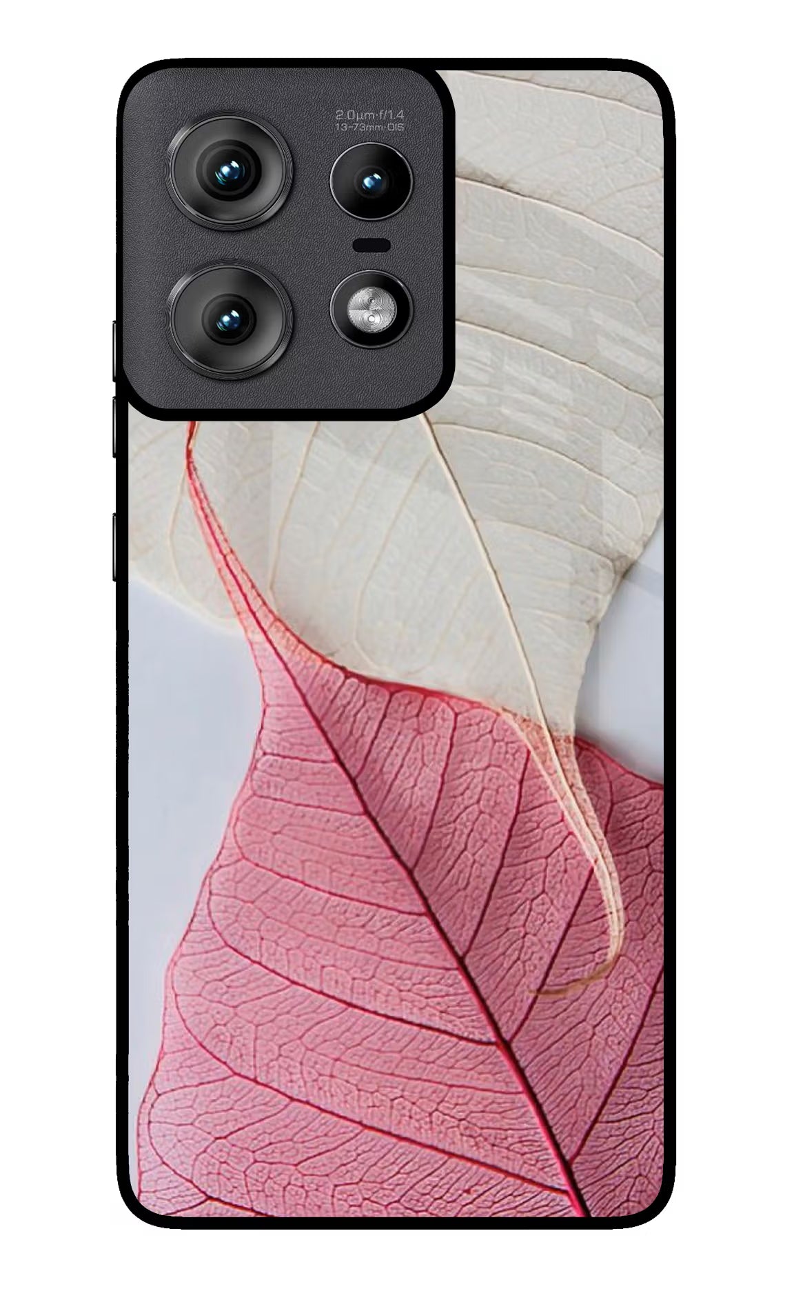 White Pink Leaf Case for Moto Edge 50 Pro 5G by Casekaro
