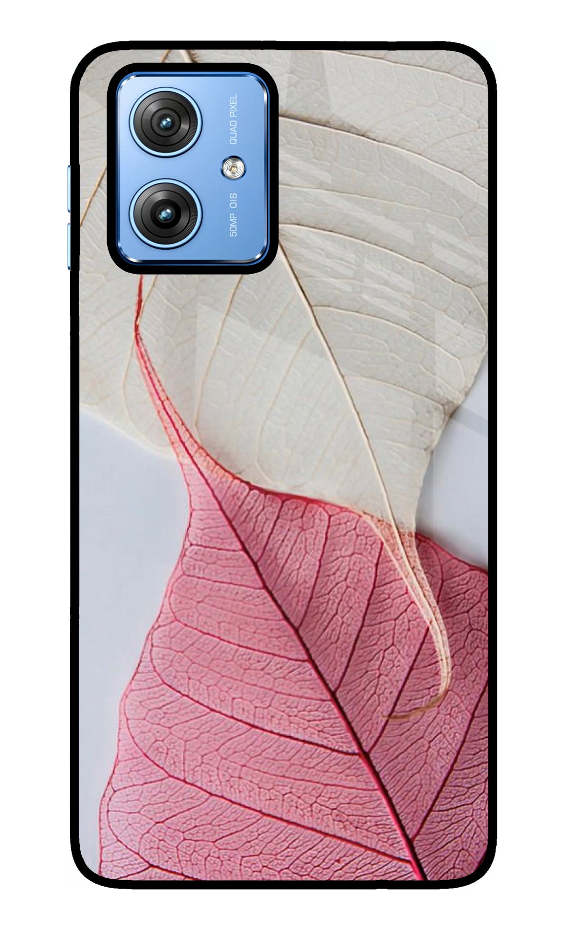 White Pink Leaf Case for Moto G64 5G