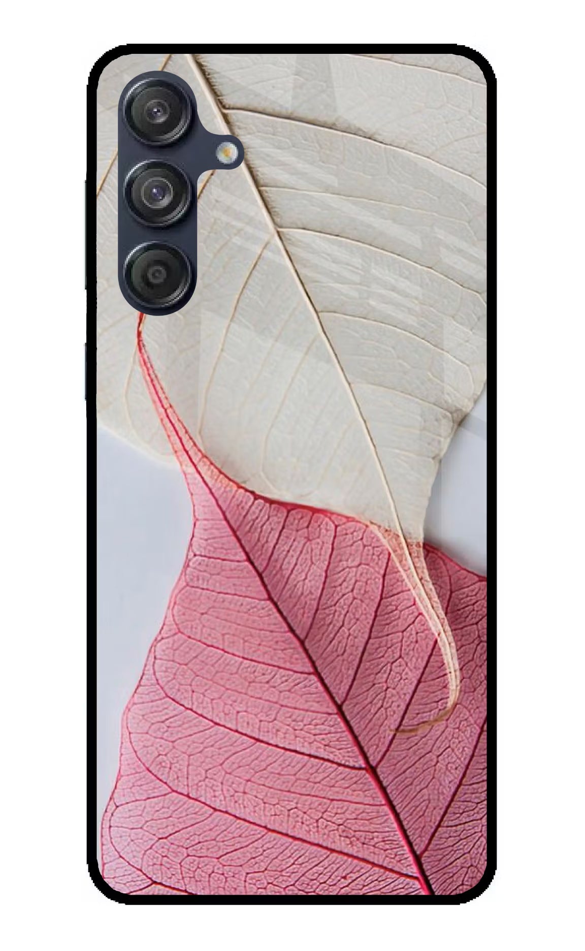 White Pink Leaf Case for Samsung M55 5G by Casekaro