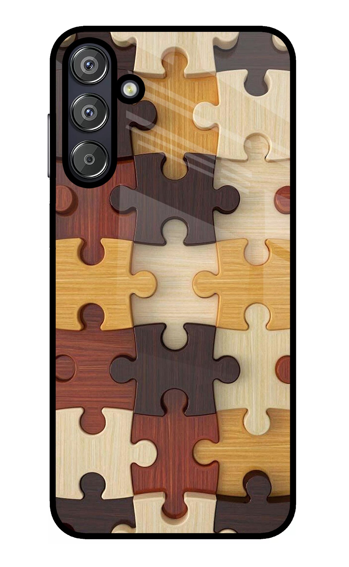Wooden Puzzle Samsung F15 5G Glass Case