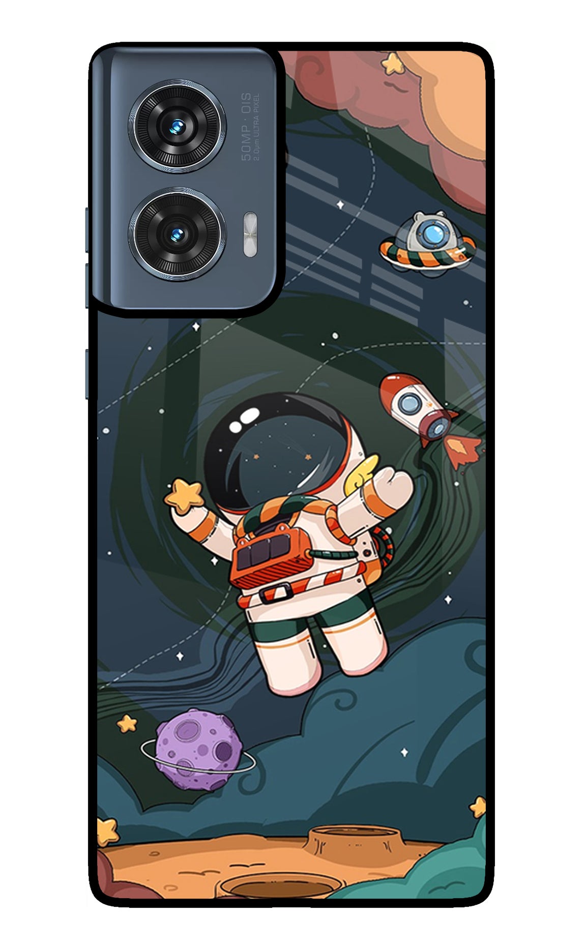 Cartoon Astronaut Case for Moto Edge 50 Fusion