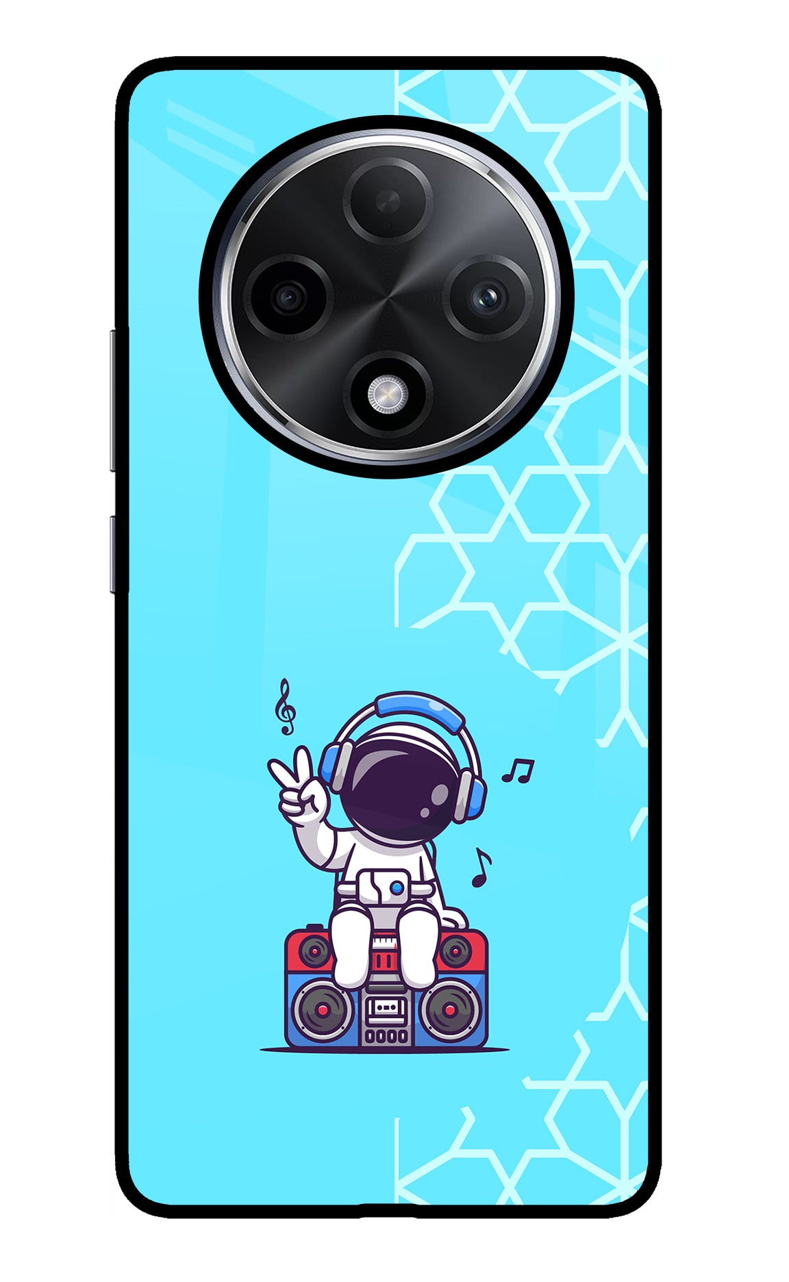 Cute Astronaut Chilling Oppo F27 Pro Plus Glass Case