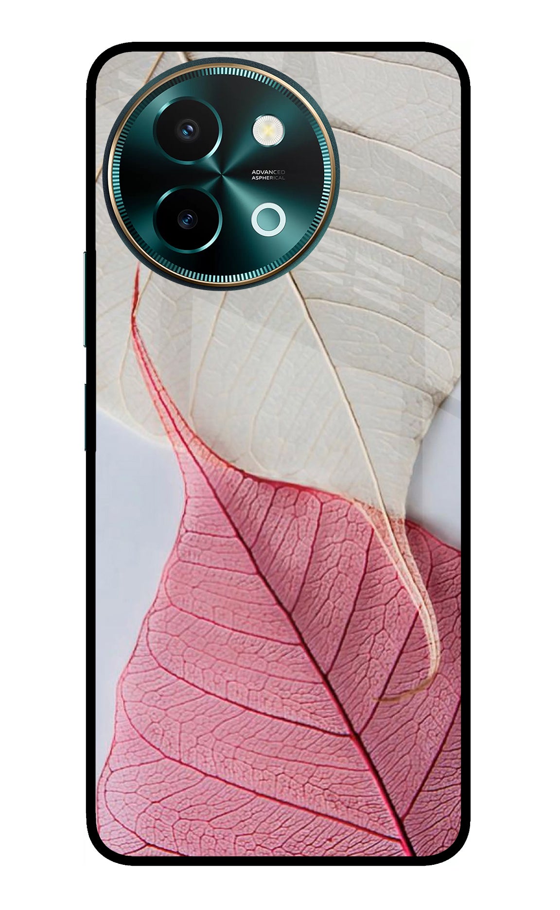 White Pink Leaf Case for Vivo Y58 5G