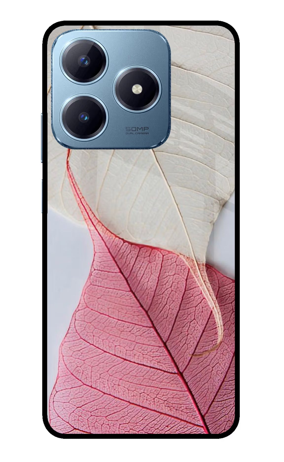 White Pink Leaf Case for Realme Narzo N63 by Casekaro