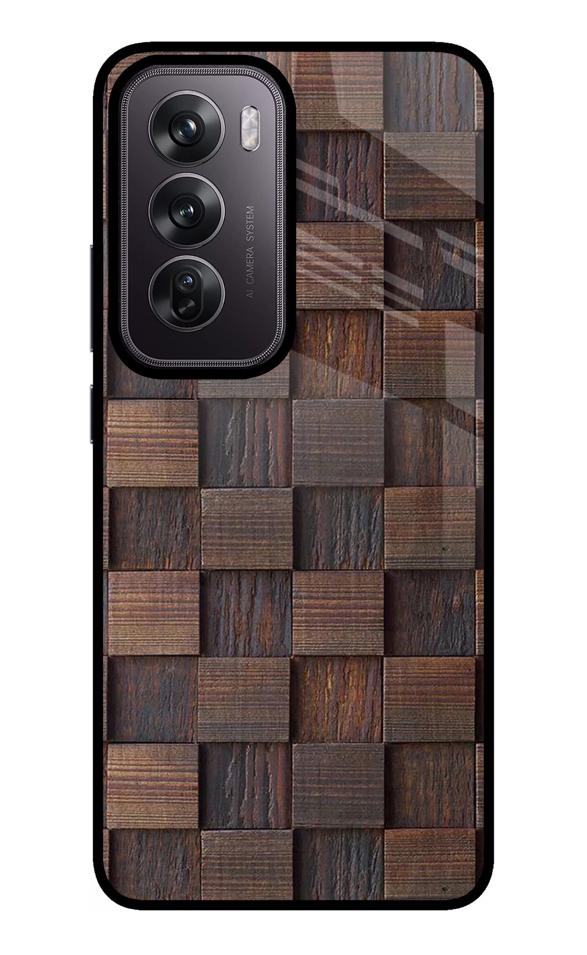 Wooden Cube Design Oppo Reno12 Pro 5G Glass Case