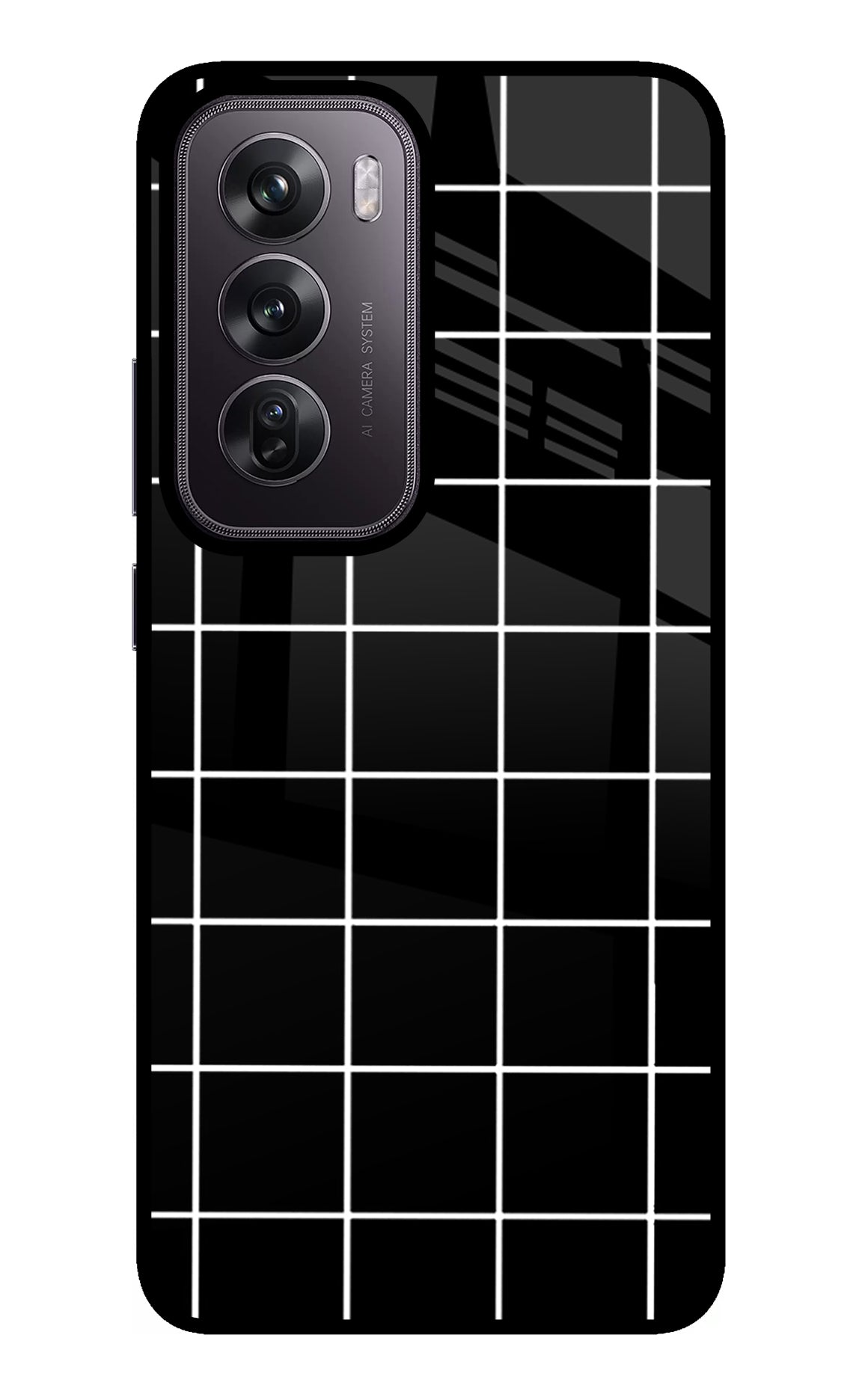 White Grid Oppo Reno12 Pro 5G Glass Case