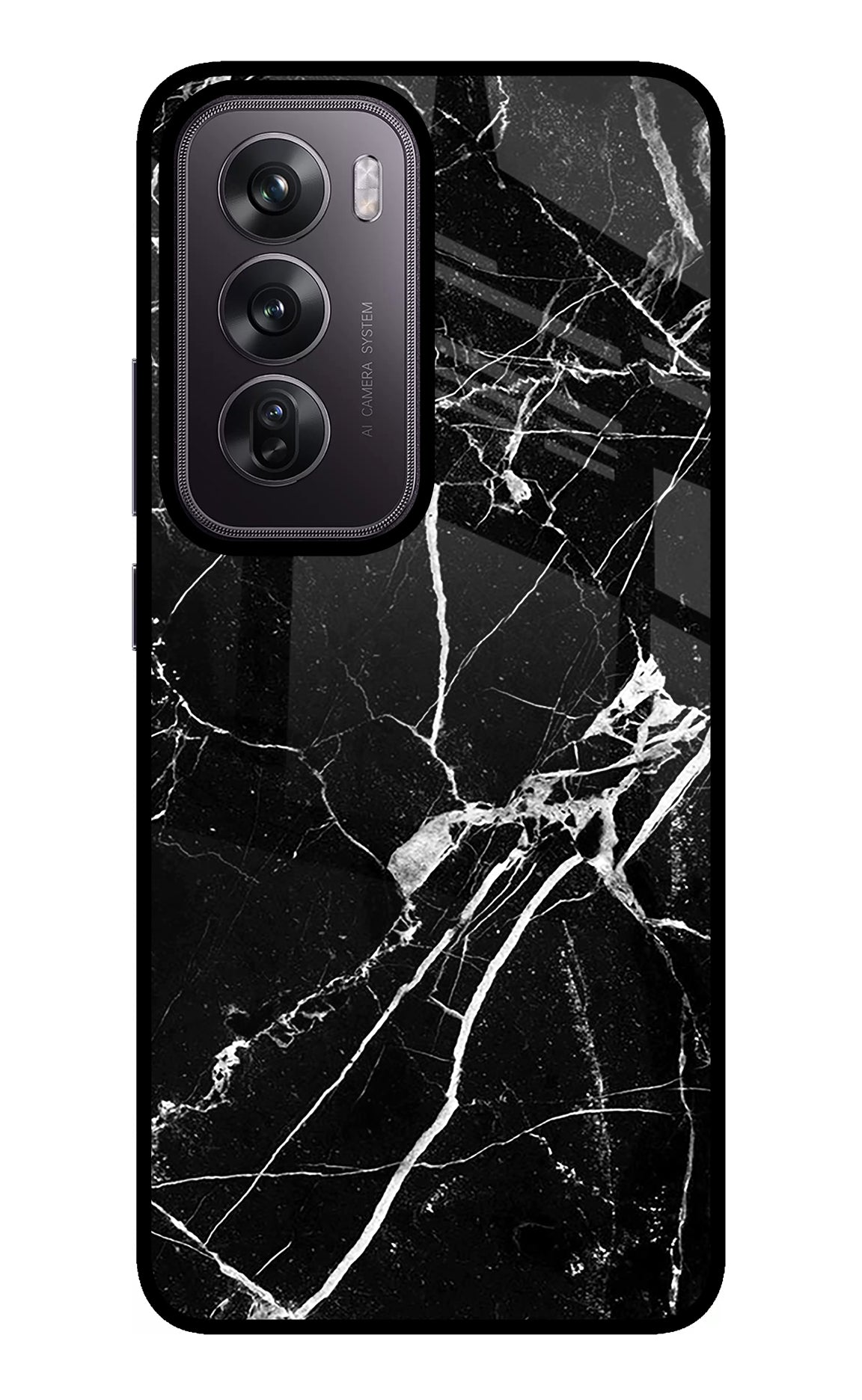 Black Marble Pattern Oppo Reno12 Pro 5G Glass Case