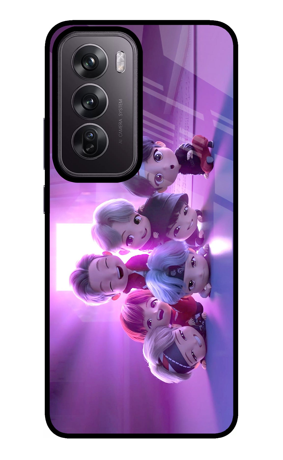 BTS Chibi Oppo Reno12 Pro 5G Glass Case