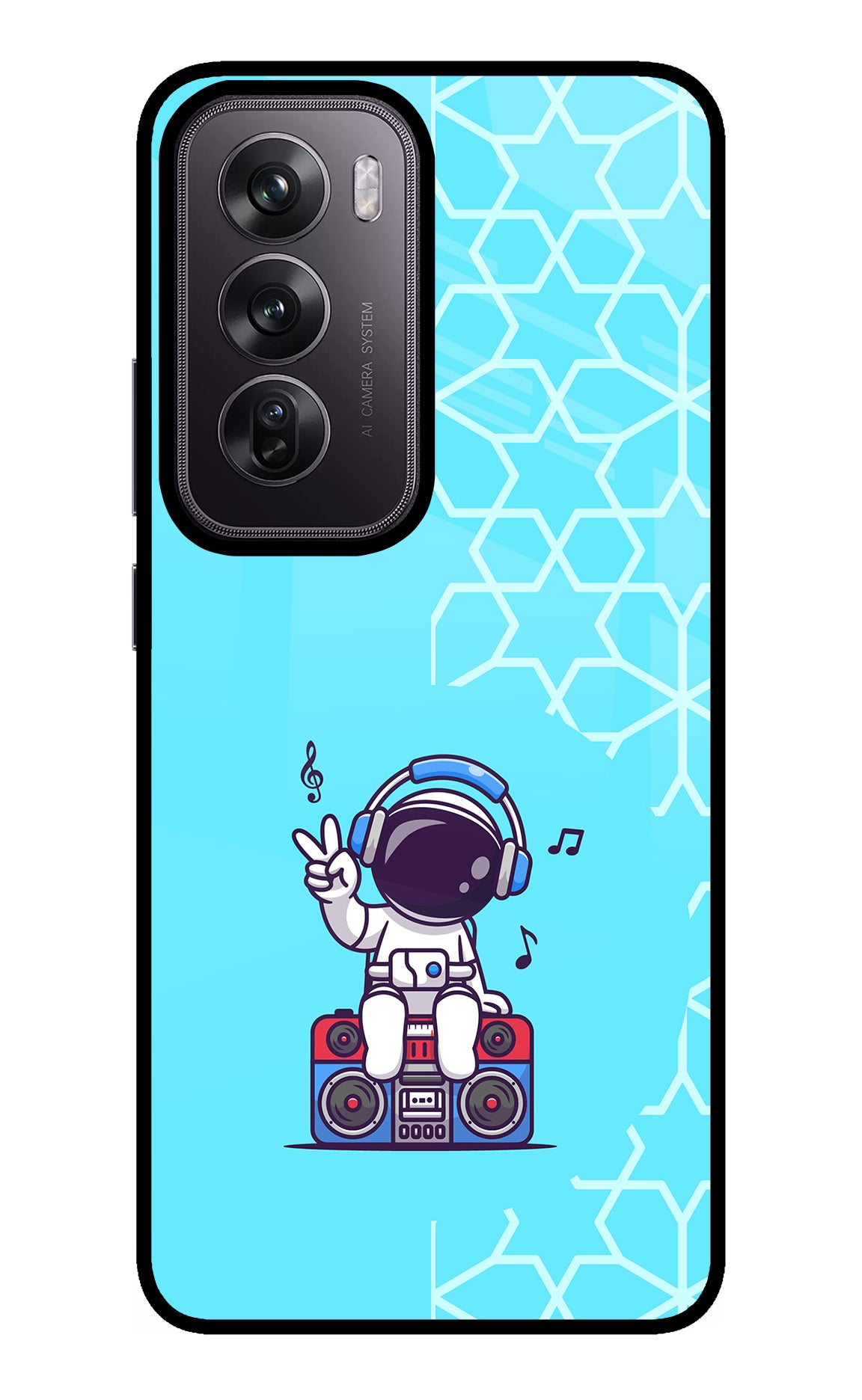 Cute Astronaut Chilling Oppo Reno12 Pro 5G Glass Case