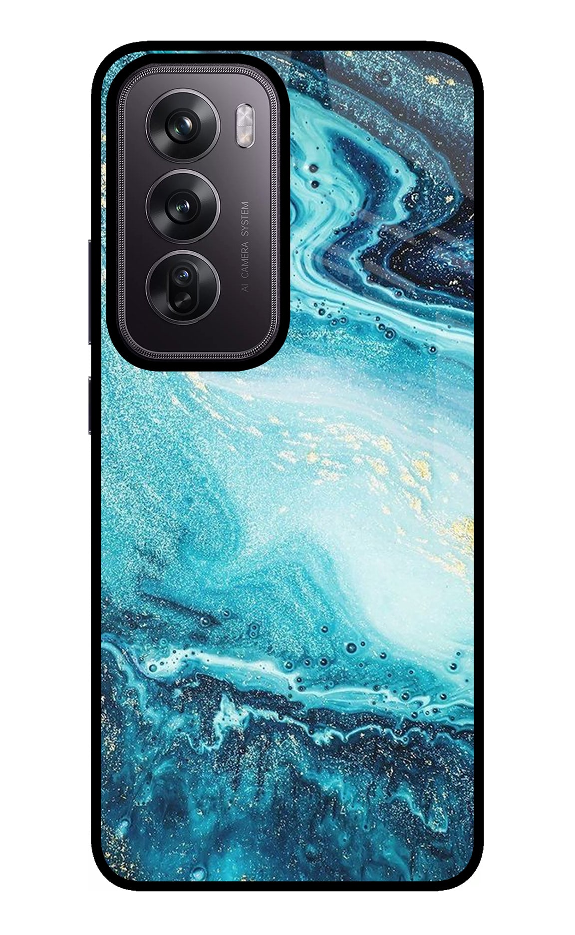 Blue Glitter Marble Oppo Reno12 Pro 5G Glass Case