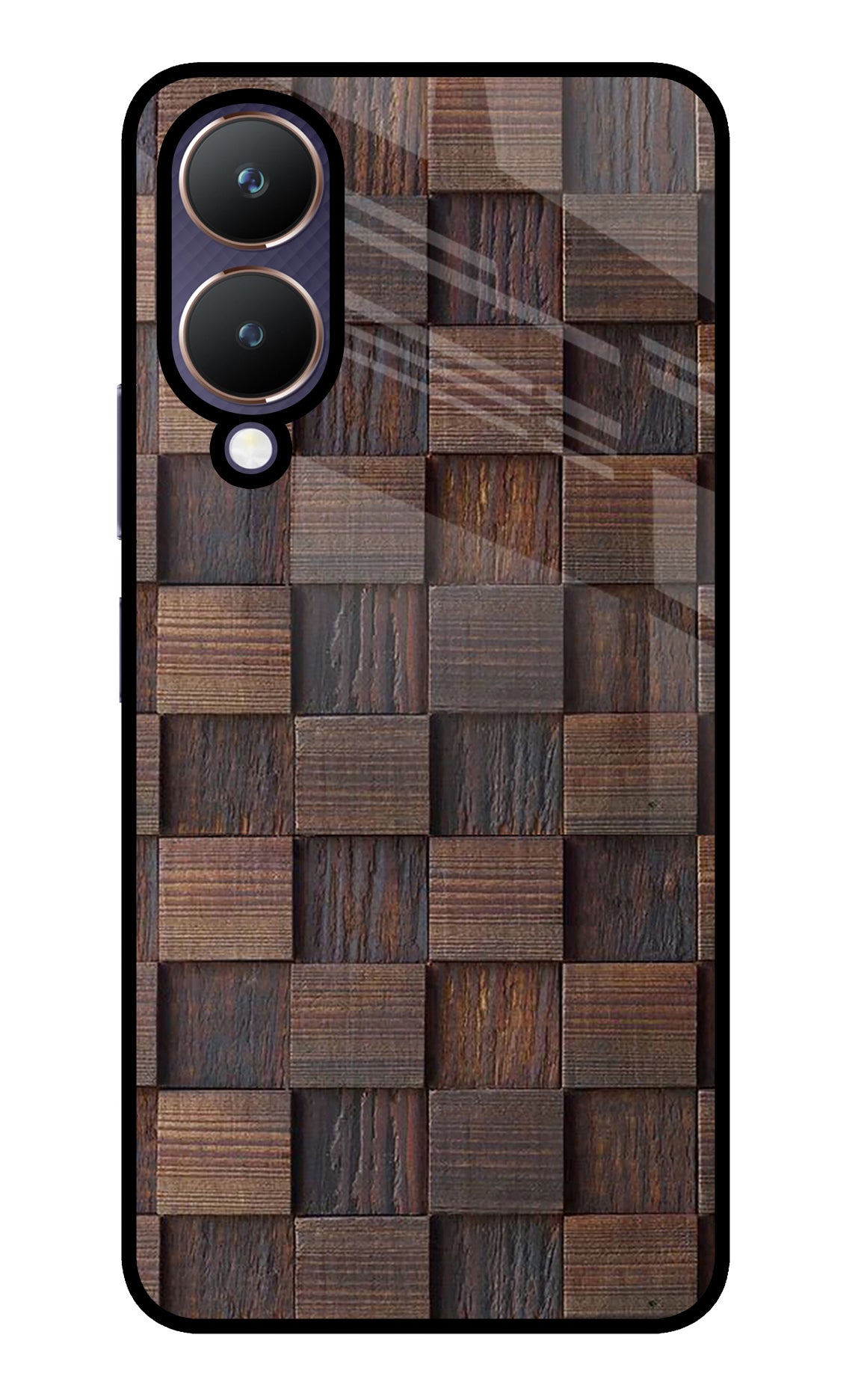 Wooden Cube Design Vivo Y28 5G Glass Case