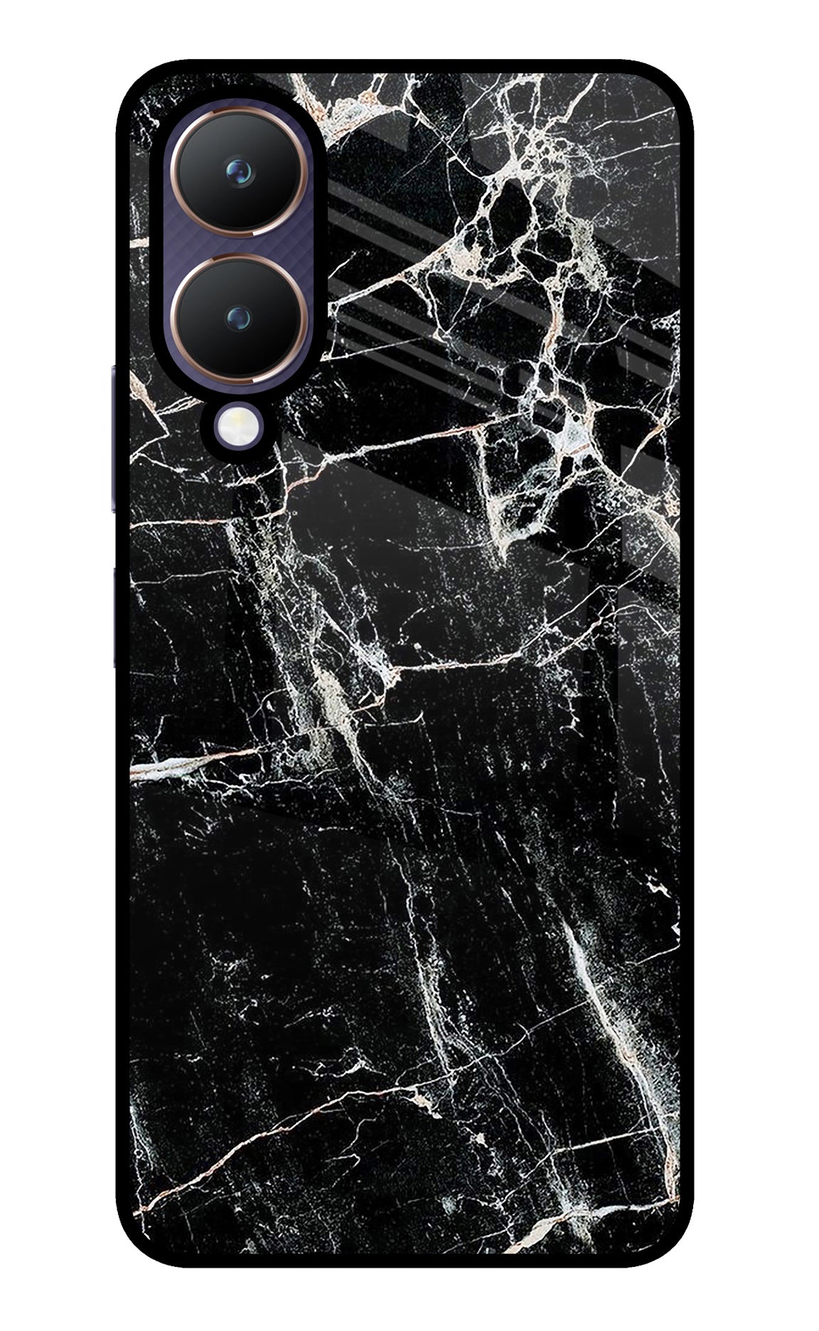 Black Marble Texture Vivo Y28 5G Glass Case