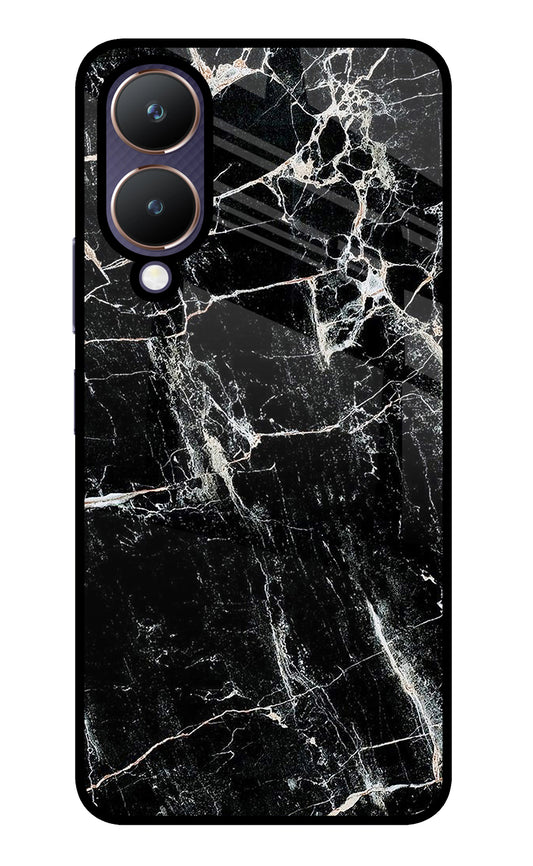 Black Marble Texture Vivo Y28 5G Glass Case