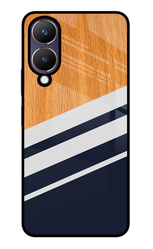 Blue and white wooden Vivo Y28 5G Glass Case
