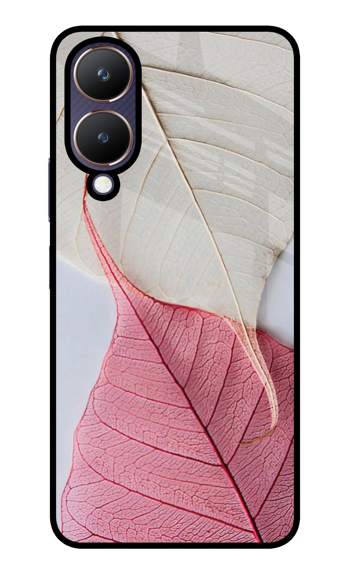 White Pink Leaf Case for Vivo Y28 5G