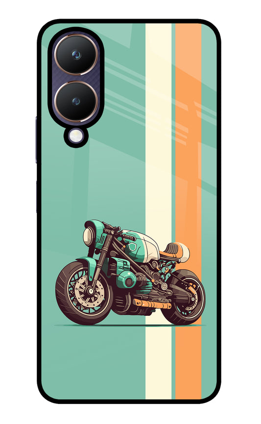 Striped Moto Drift Vivo Y28 5G Glass Case