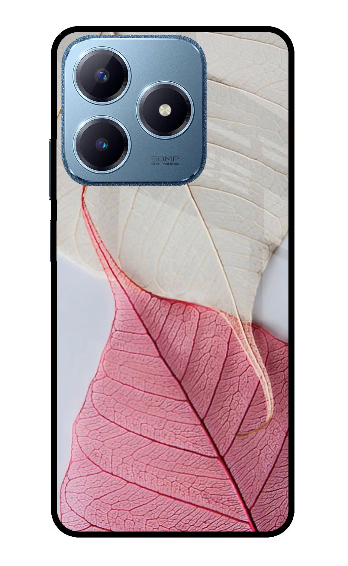 White Pink Leaf Case for Realme C63 by Casekaro