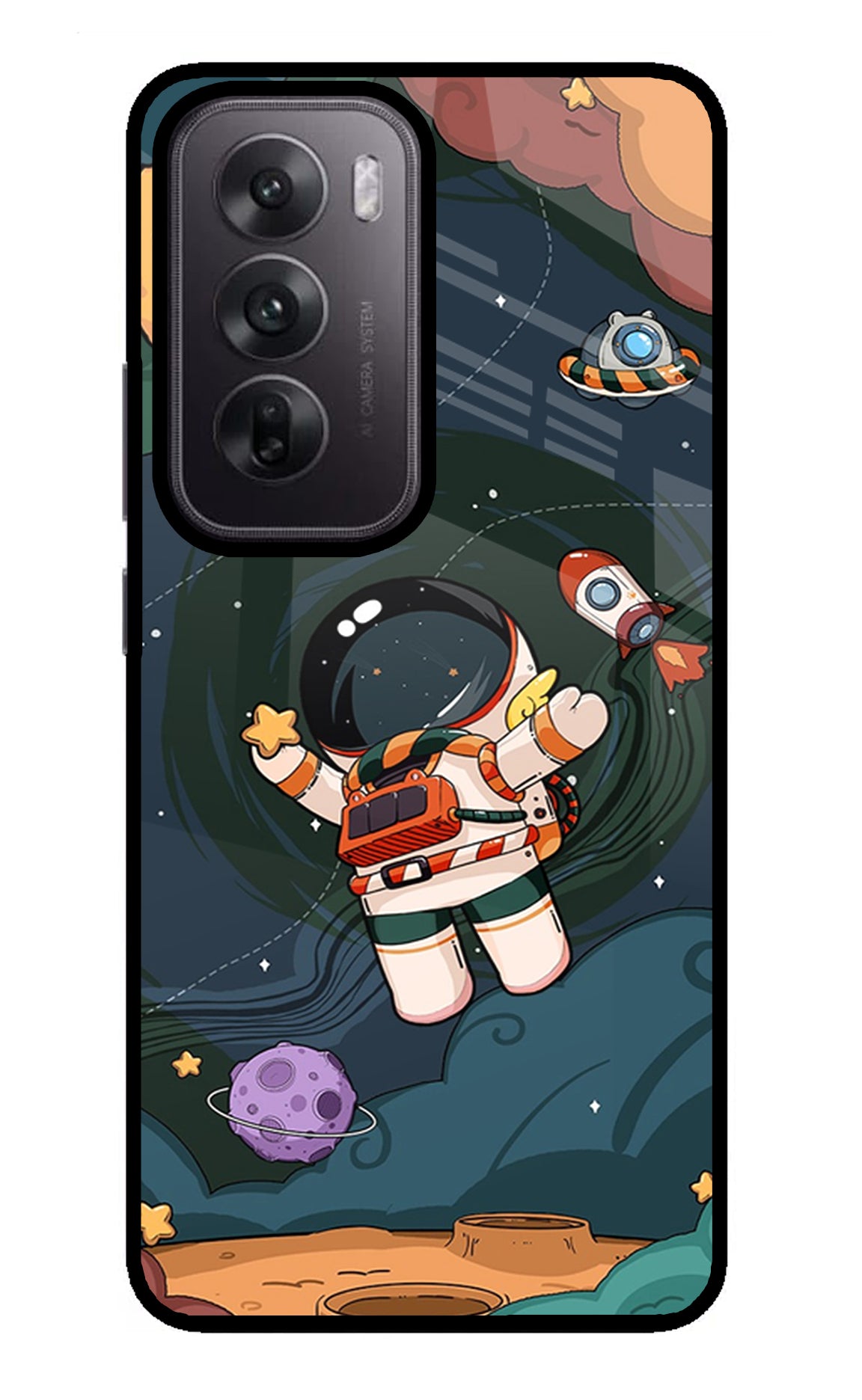 Cartoon Astronaut Case for Oppo Reno12 5G
