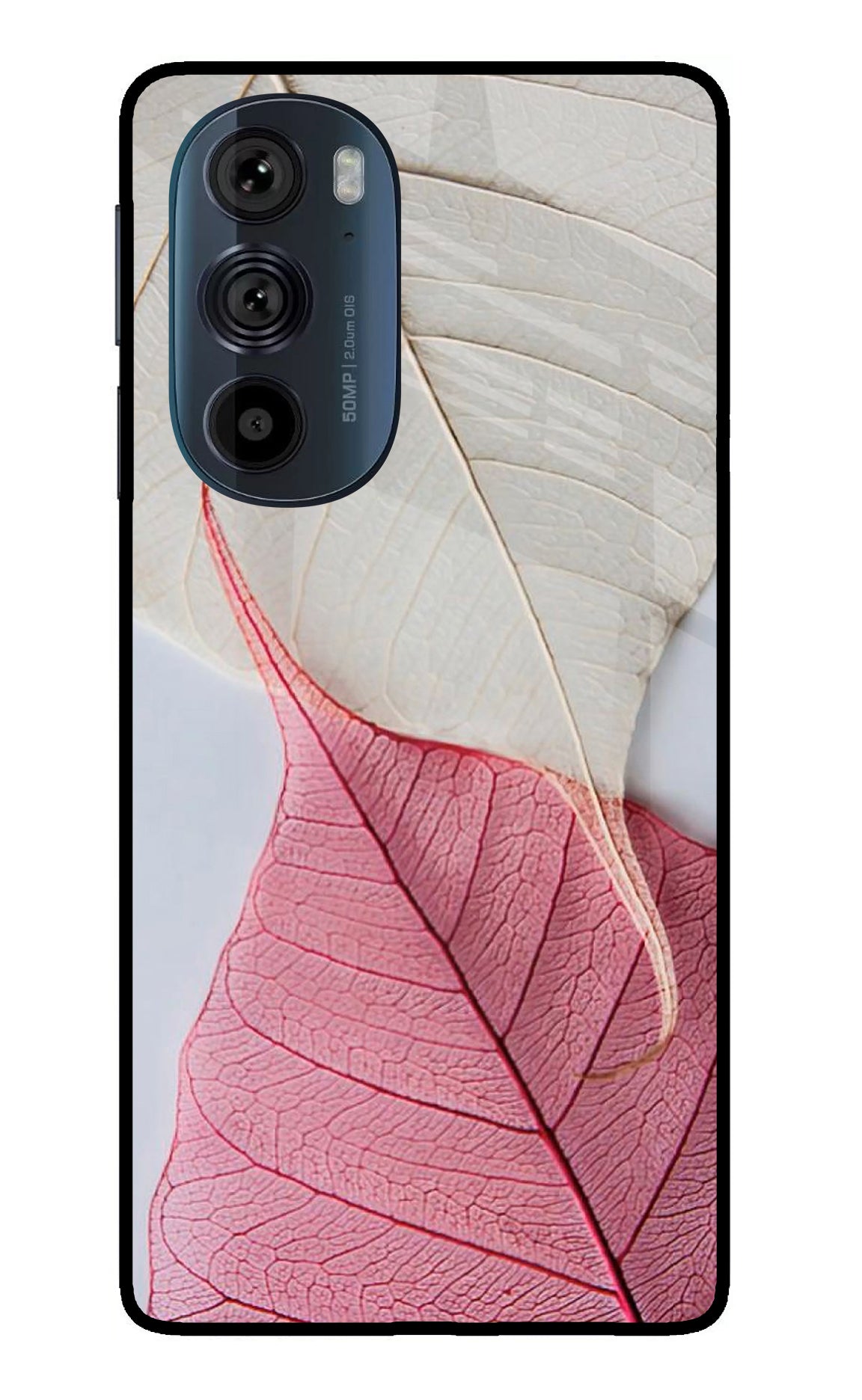 White Pink Leaf Case for Moto Edge 30 Pro